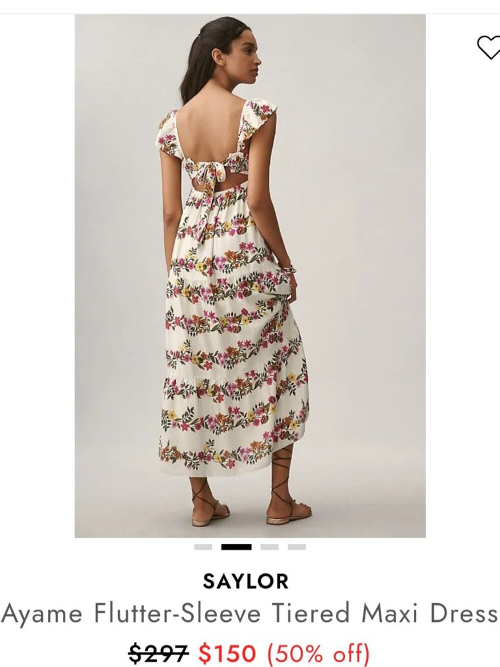 saylor ayame flutter-sleeve tiered maxi dress
